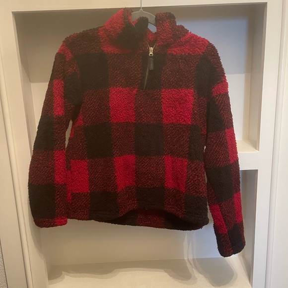 Fashion nova Plaid The Game Sherpa Pullover - Red/combo - Picture 5 of 7